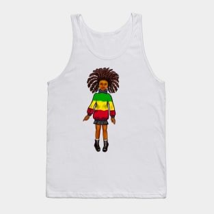 Rasta Jamaica jumper - manga anime Jamaican girl with colours of Rastafarian  flag in red, green and gold Tank Top